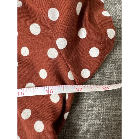 Isabel Maternity Rust Brown White Polka Dot Ruched Dress Midi L Summer Beach - Picture 6 of 7
